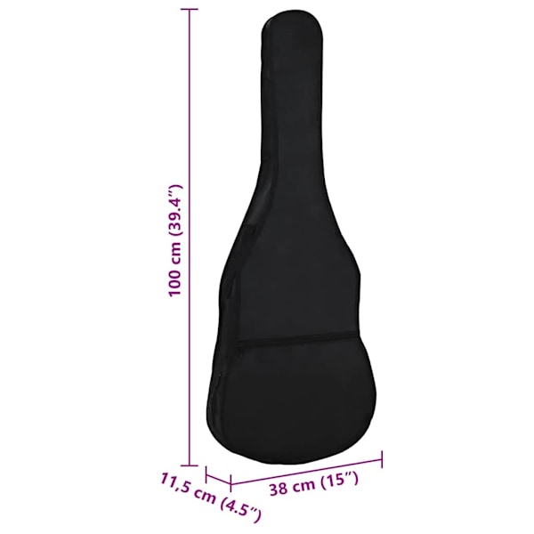 vidaXL Gitarrfodral för 4/4 klassisk gitarr svart 100x37 cm tyg Svart