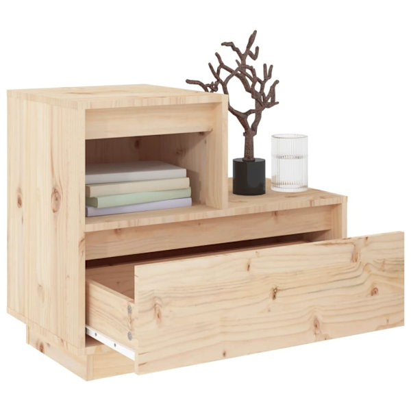 vidaXL Sängbord 60x34x51 cm massiv furu Brun