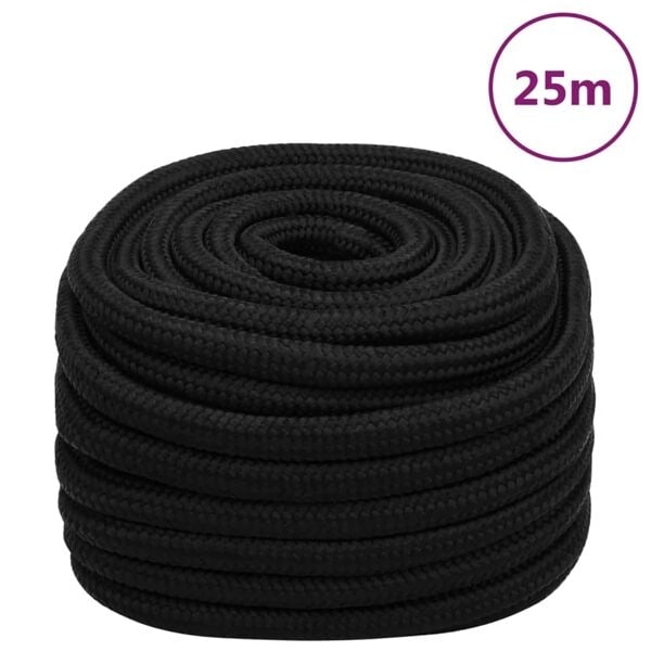 vidaXL Rep svart 20 mm 25 m polyester Svart