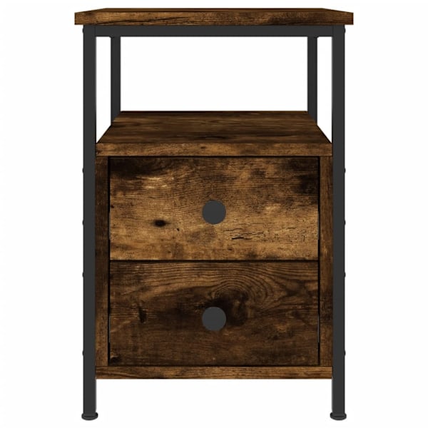 vidaXL Sängbord rökfärgad ek 34x35,5x50 cm konstruerat trä Brun
