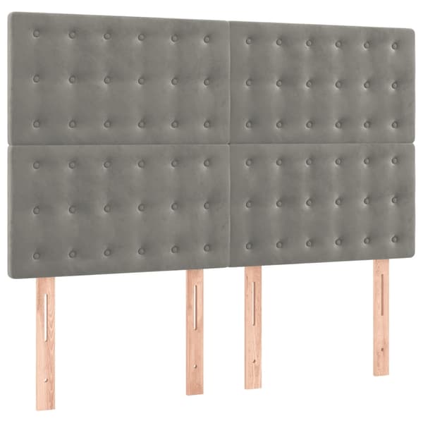 vidaXL Ramsäng med madrass ljusgrå 140x190 cm sammet Grå