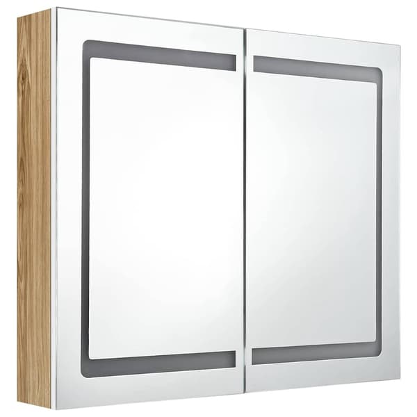 vidaXL Spegelskåp med LED vit och ek 80x12x68 cm Vit