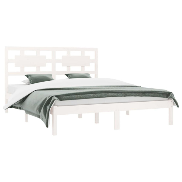 vidaXL Sängram vit massiv furu 120x200 cm enkelsäng Vit