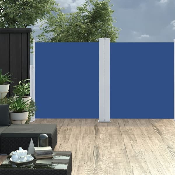 vidaXL Infällbar sidomarkis blå 140x600 cm Blå