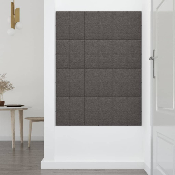 vidaXL Väggpaneler 12 st mörkgrå 30x30 cm tyg 1,08 m² Grå