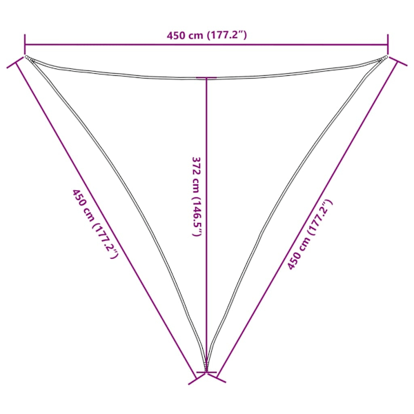 vidaXL Solsegel Oxfordtyg trekantigt 4,5x4,5x4,5 m gul Gul