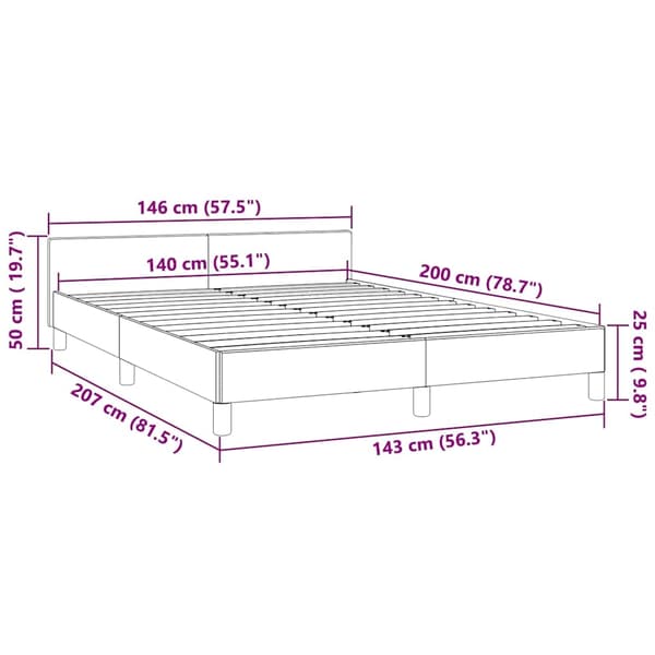 vidaXL Sängram utan madrass ljusgrå 140x200 cm sammet Grå