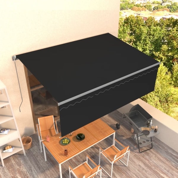 vidaXL Manuell markis med rullgardin 4x3m antracit Antracit