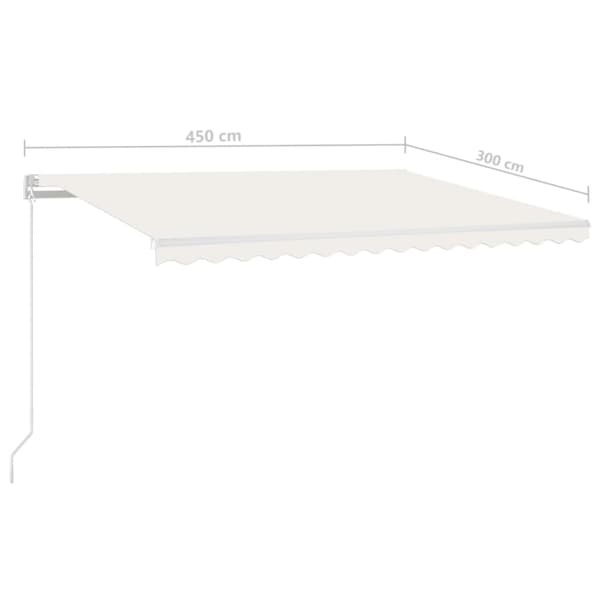 vidaXL Automatisk markis med vindsensor & LED 450x300 cm gräddvit Creme