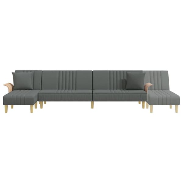 vidaXL L-formad bäddsoffa mörkgrå 279x140x70 cm tyg Grå