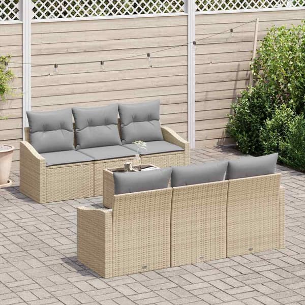 vidaXL Soffset 7 st Beige och Grå konstrotting Beige