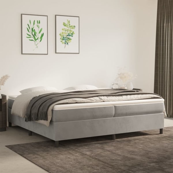 vidaXL Sängram utan madrass ljusgrå 200x200 cm sammet Grå