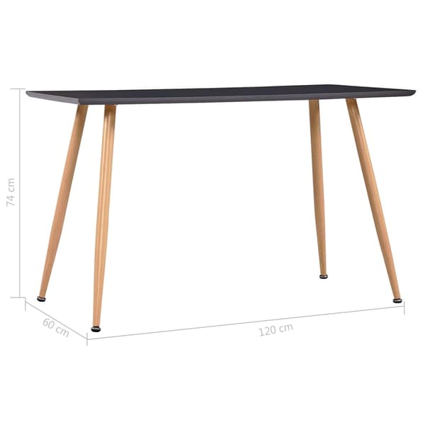 vidaXL Matbord grå och ek 120x60x74 cm MDF grå