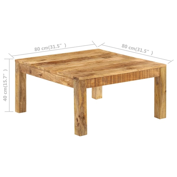 vidaXL Soffbord massivt mangoträ 80x80x40 cm Brun