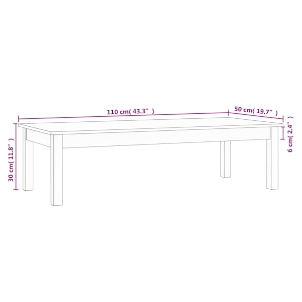 vidaXL Soffbord 110x50x30 cm massiv furu Brun
