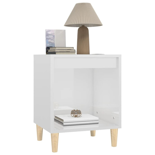 vidaXL Sängbord vit högglans 40x35x50 cm konstruerat trä Vit