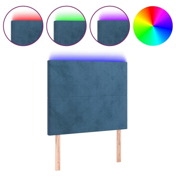 vidaXL Sänggavel LED mörkblå 90x5x118/128 cm sammet Blå