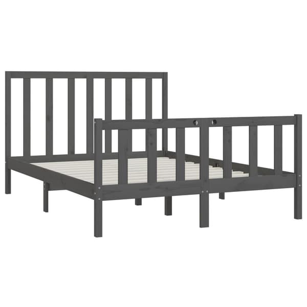 vidaXL Sängram grå massivt trä 150x200 cm Grå