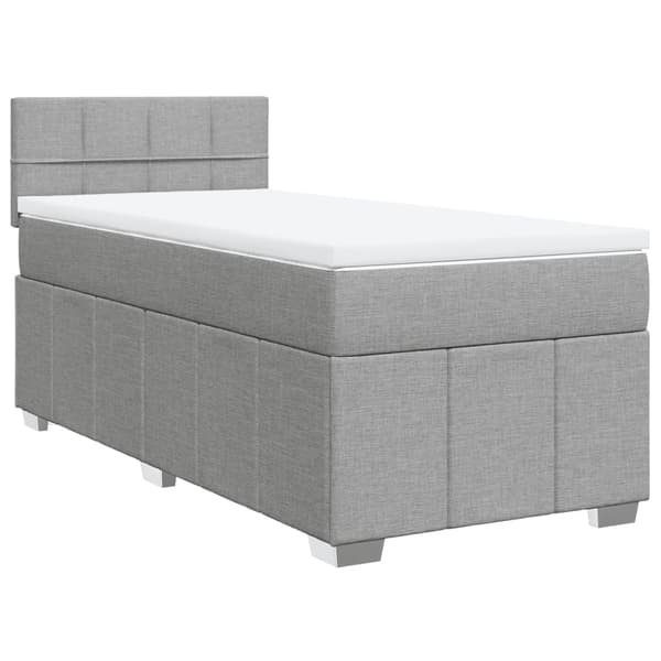 vidaXL Ramsäng med madrass ljusgrå 90x190 cm tyg Grå