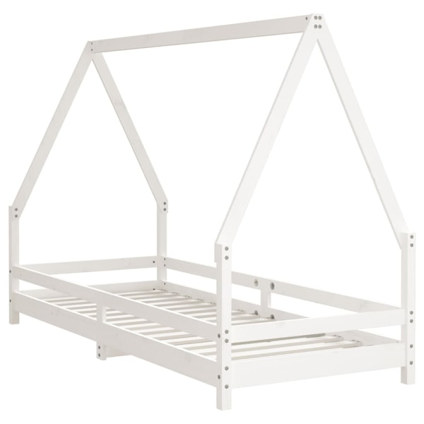 vidaXL Sängram för barnsäng vit 90x200 cm massiv furu Vit