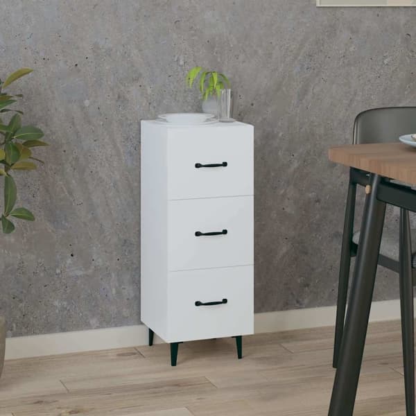 vidaXL Skänk vit 34,5x34x90 cm konstruerat trä Vit