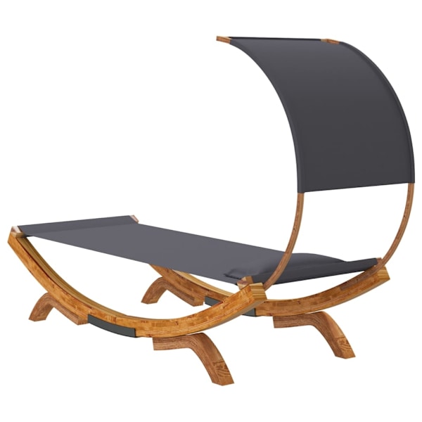 vidaXL Solsäng med tak 100x200x126cm cm massivt böjträ antracit Antracit