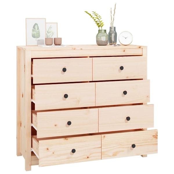 vidaXL Sidoskåp 100x40x90 cm massiv furu Brun
