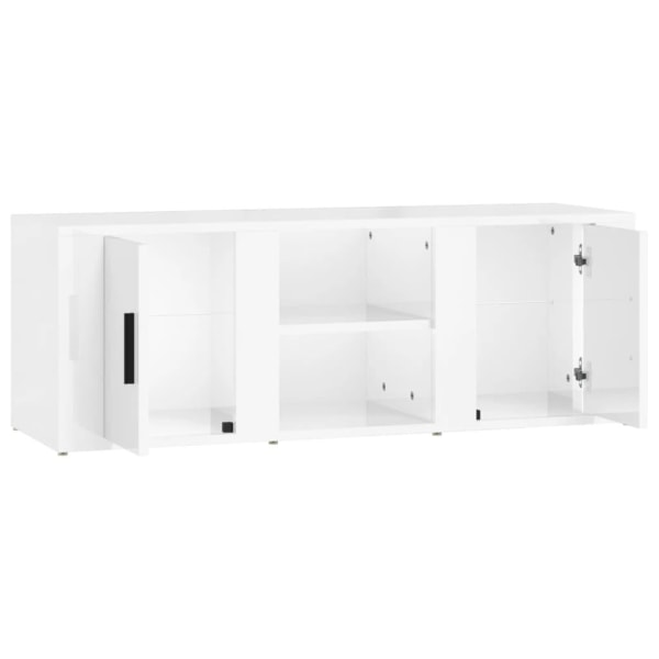 vidaXL Tv-bänk vit högglans 100x31,5x35 cm konstruerat trä Vit