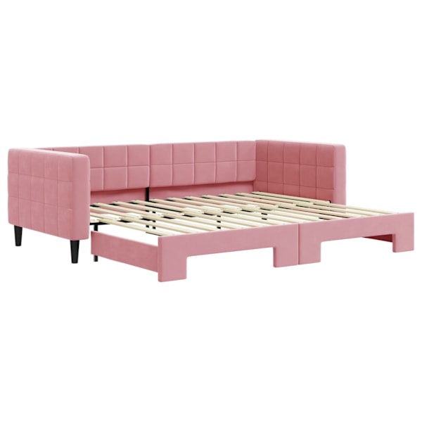 vidaXL Dagbädd utdragbar rosa 90x200 cm sammet Rosa