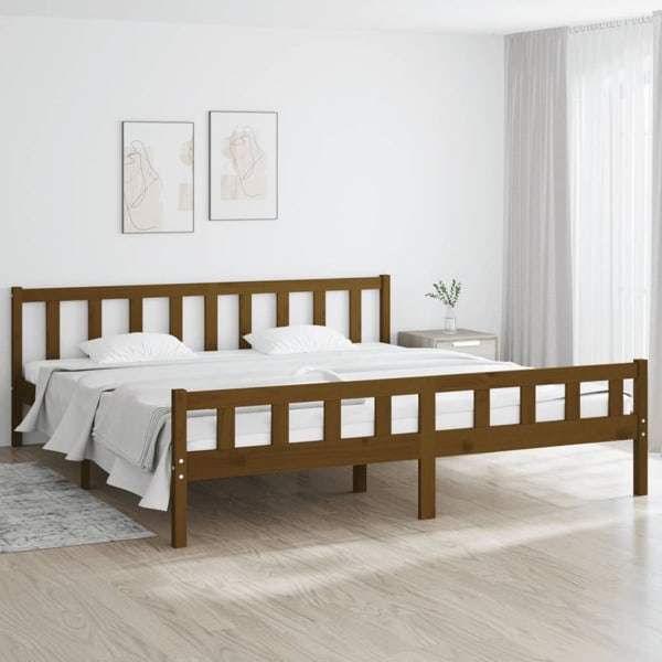 vidaXL Sängram honungsbrun massivt trä 200x200 cm Brun