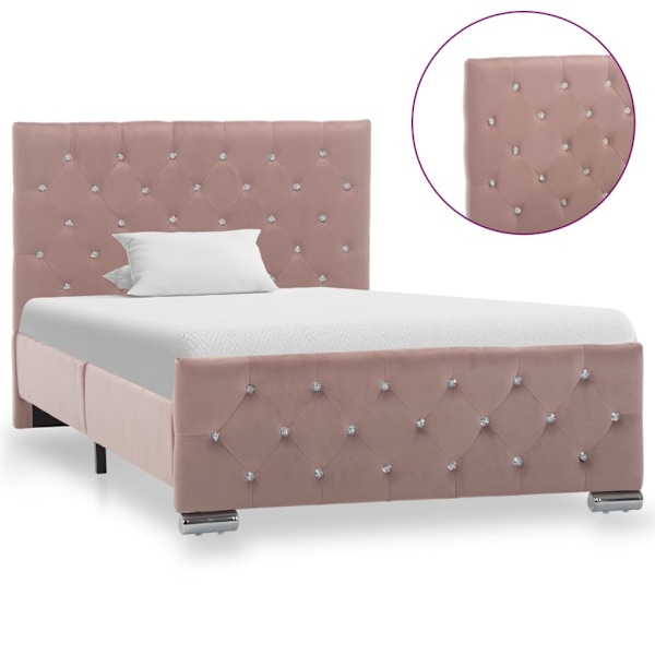 vidaXL Sängram rosa sammet 100x200 cm Rosa