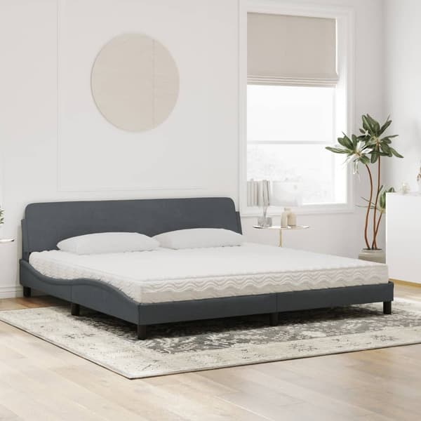 vidaXL Säng med madrass mörkgrå 200x200 cm sammet Grå