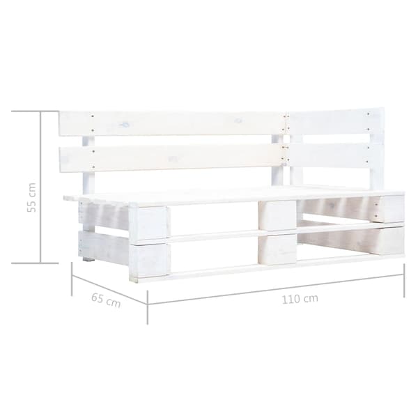 vidaXL Pallsoffa 2-sits med dynor vit impregnerad furu Vit