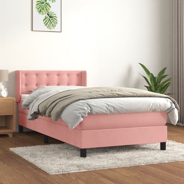 vidaXL Ramsäng med madrass rosa 80x200 cm sammet Rosa