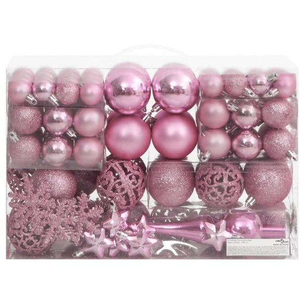 vidaXL Julgranskulor 111 delar rosa polystyren Rosa