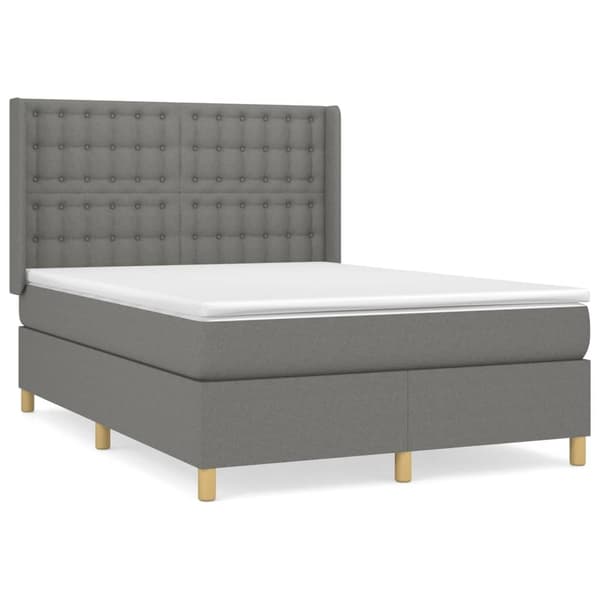 vidaXL Ramsäng med madrass mörkgrå 140x200 cm tyg Grå