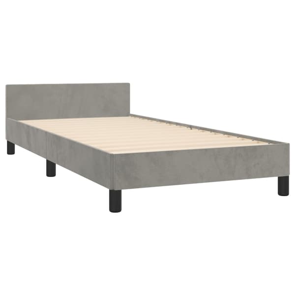 vidaXL Sängram utan madrass ljusgrå 100x200 cm sammet Grå