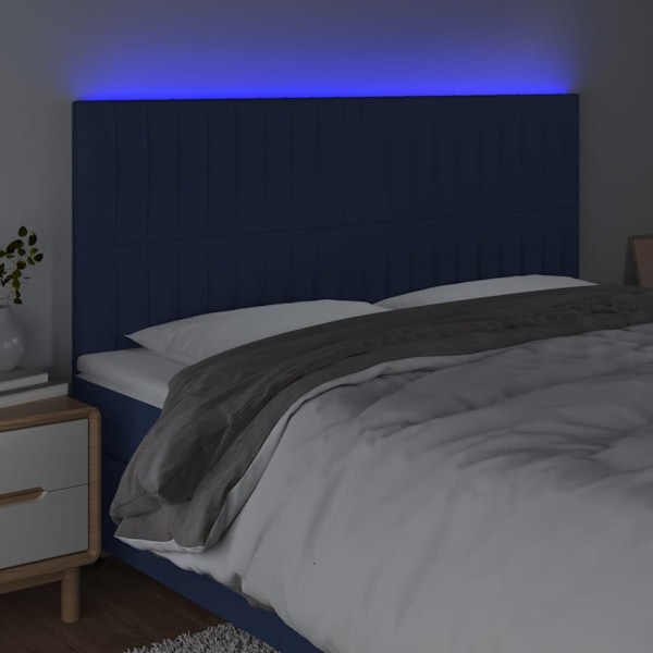 vidaXL Sänggavel LED blå 160x5x118/128 cm tyg Blå