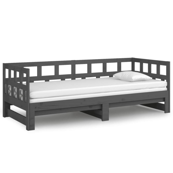 vidaXL Bäddsoffa grå massiv furu 2x(90x200) cm Grå