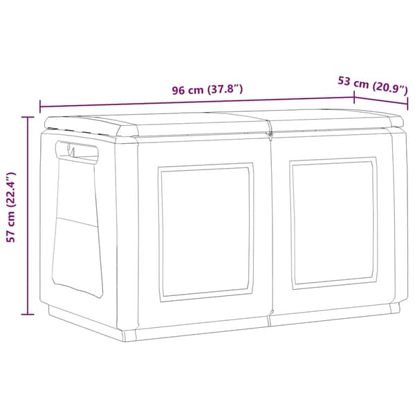 vidaXL Dynbox 96x53x57 cm 230 L mörkgrå och svart grå