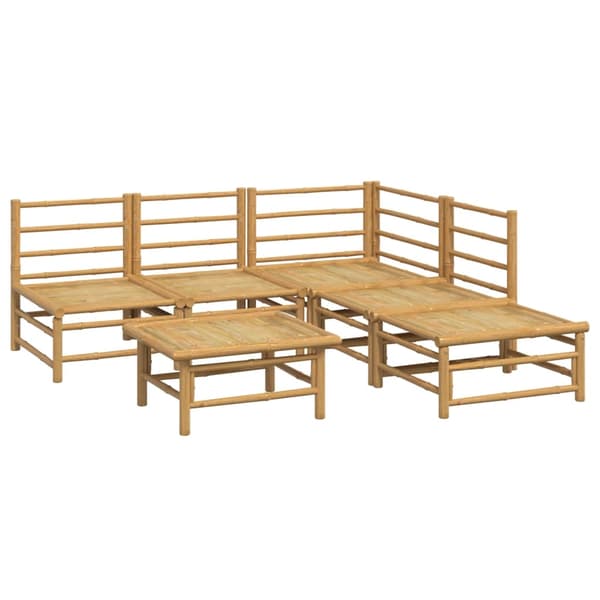 vidaXL Loungegrupp 6 delar ljusgråa dynor bambu Brun