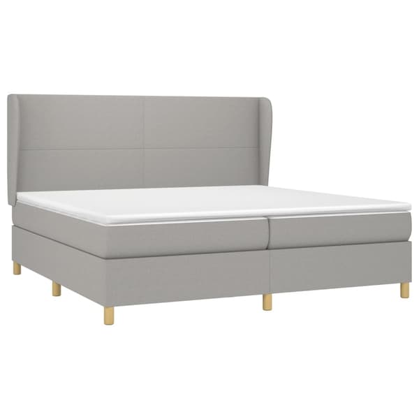 vidaXL Ramsäng med madrass ljusgrå 200x200 cm tyg Grå