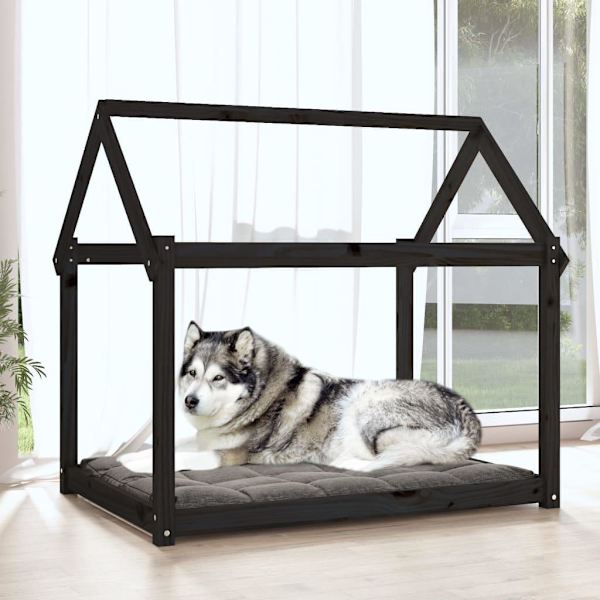 vidaXL Hundbädd svart 111x80x100 cm massiv furu Svart