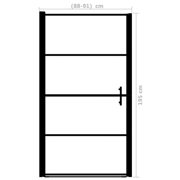 vidaXL Duschdörr härdat glas frostat 91x195 cm svart