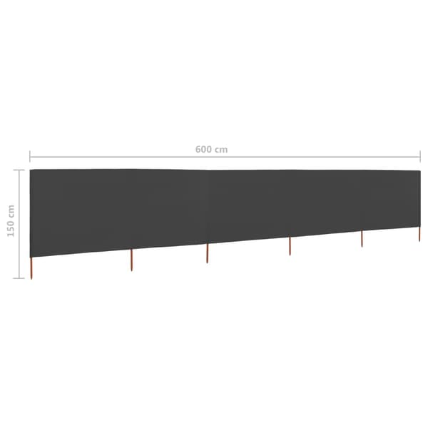 vidaXL Vindskydd 5 paneler tyg 600x120 cm antracit Antracit