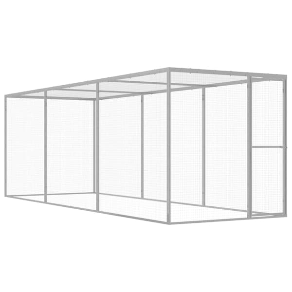 vidaXL Kattbur 4,5x1,5x1,5 m galvaniserat stål Silver