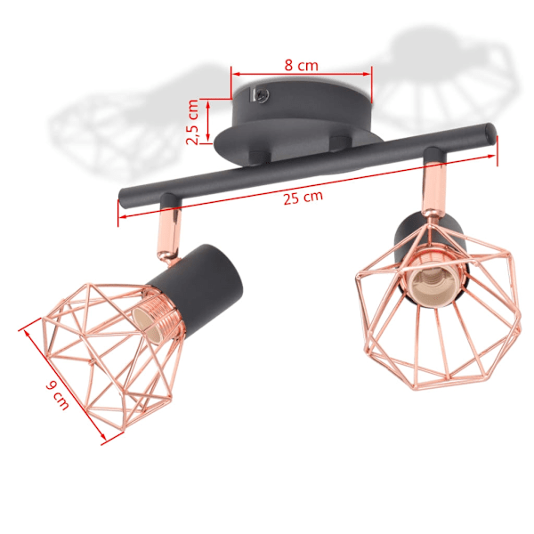 vidaXL Taklampa med 2 LED-filamentlampor 8 W multifärg