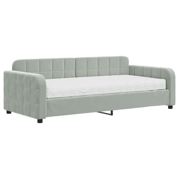 vidaXL Dagbädd med madrass ljusgrå 90x190 cm sammet Grå