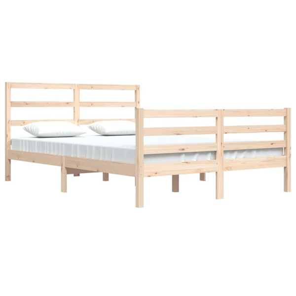 vidaXL Sängram massiv furu 160x200 cm Brun