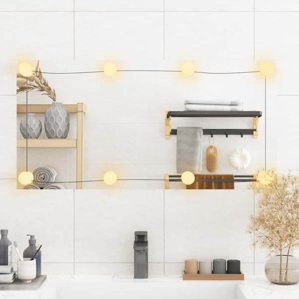 vidaXL Väggspegel med LED-belysning 40x80 cm glas rektangulär Silver
